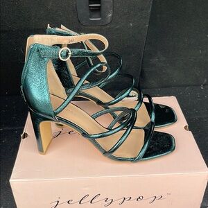 Jellypop Women's Strappy Green Heels